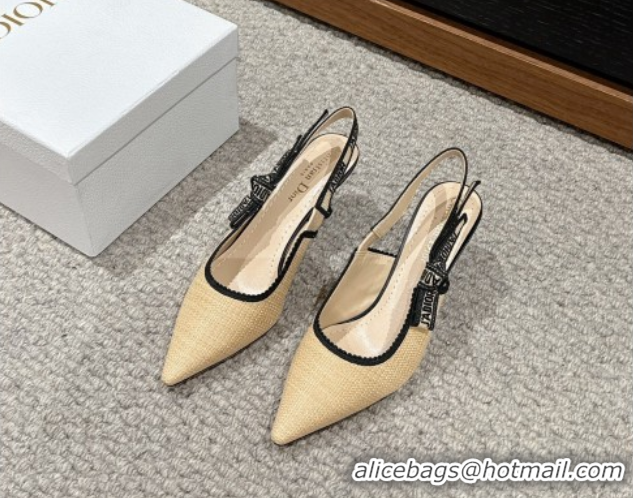 Durable Dior J'Adior Slingback Pumps 6.5cm in Beige Yellow Straw 604041