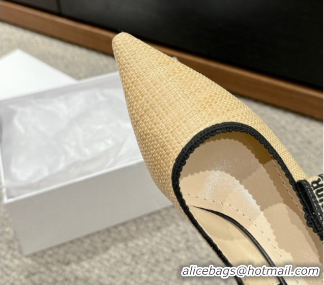 Durable Dior J'Adior Slingback Pumps 6.5cm in Beige Yellow Straw 604041