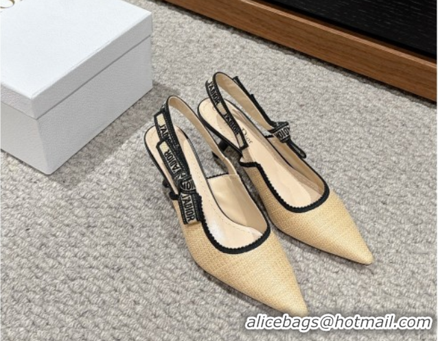 Durable Dior J'Adior Slingback Pumps 6.5cm in Beige Yellow Straw 604041