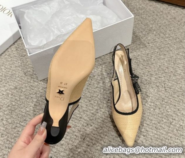 Durable Dior J'Adior Slingback Pumps 6.5cm in Beige Yellow Straw 604041