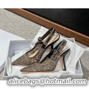 Luxury Dior J'Adior Slingback 9.5cm Pumps/Ballet Flats in Gold-Tone Embroidered Lace 604046