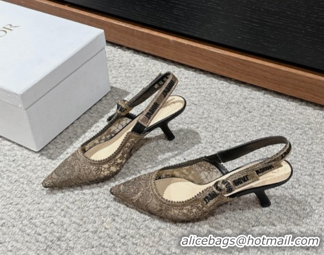 Best Price Dior J'Adior Slingback Pumps/Ballet Flats in Gold-Tone Embroidered Lace 604046