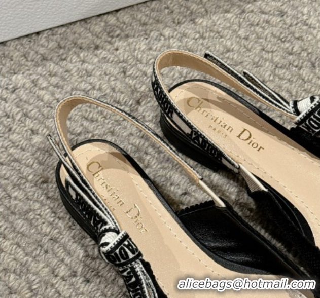 Cheap Price Dior J'Adior Slingback Ballet Flat in Black Straw-Like 604043