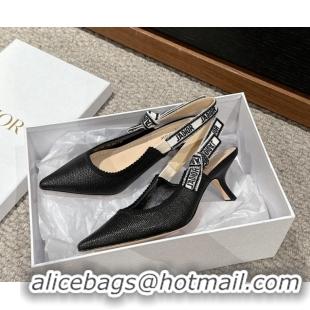 Charming Dior J'Adior Slingback Pumps 6.5cm in Black Straw-Like 604044