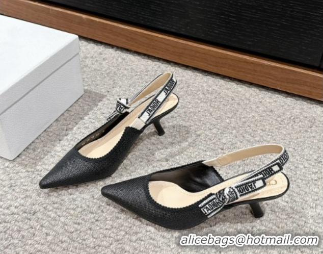 Charming Dior J'Adior Slingback Pumps 6.5cm in Black Straw-Like 604044