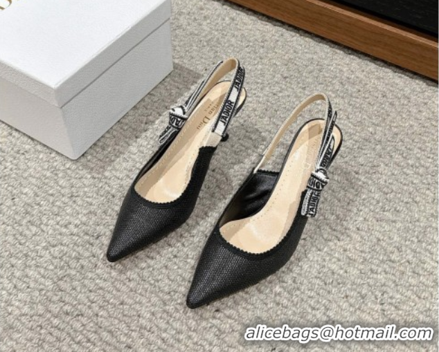 Charming Dior J'Adior Slingback Pumps 6.5cm in Black Straw-Like 604044