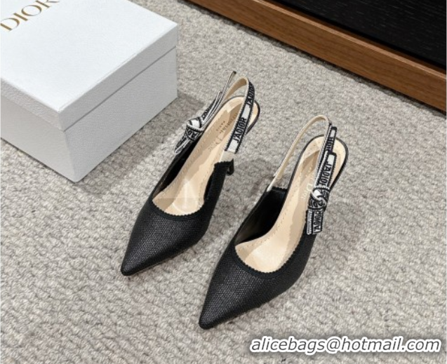 Sumptuous Dior J'Adior Slingback Pumps 9.5cm in Black Straw-Like 604045