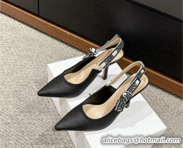 Sumptuous Dior J'Adior Slingback Pumps 9.5cm in Black Straw-Like 604045