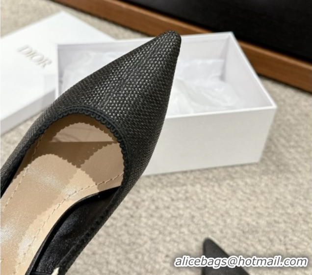 Sumptuous Dior J'Adior Slingback Pumps 9.5cm in Black Straw-Like 604045