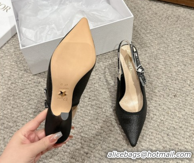 Sumptuous Dior J'Adior Slingback Pumps 9.5cm in Black Straw-Like 604045