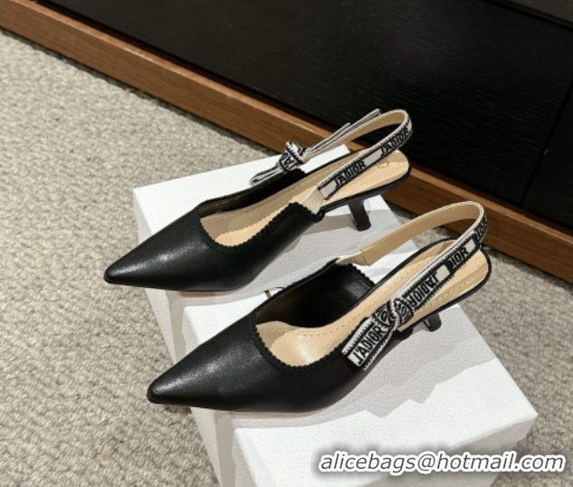 Charming Dior J'Adior Slingback Pumps/Ballet Flat in Black Lambskin 604048