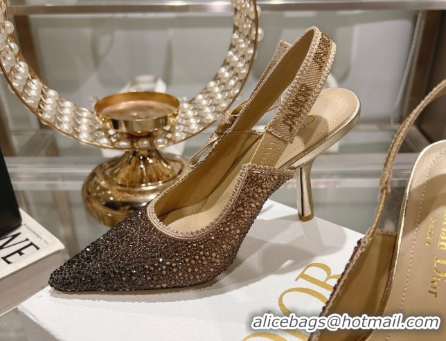 Purchase Dior J'Adior Slingback Pumps 9.5cm in Strass Embroidery Gradient Gold 604054