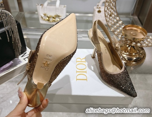 Purchase Dior J'Adior Slingback Pumps 9.5cm in Strass Embroidery Gradient Gold 604054