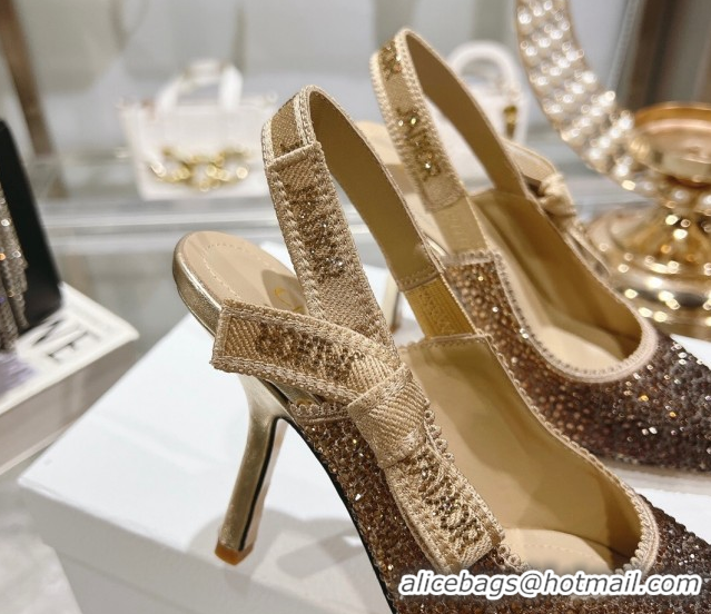 Purchase Dior J'Adior Slingback Pumps 9.5cm in Strass Embroidery Gradient Gold 604054