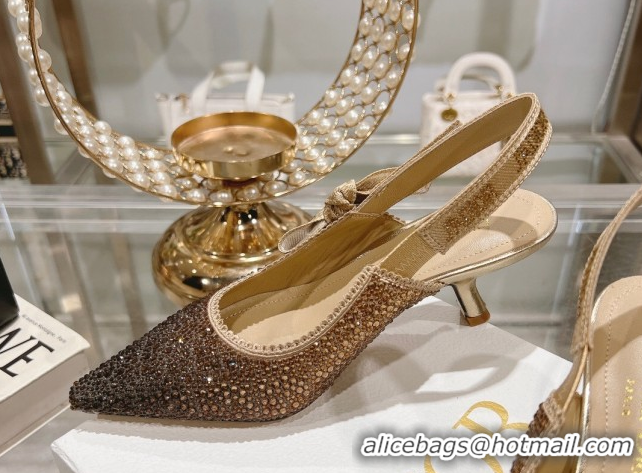 Good Looking Dior J'Adior Slingback Pumps 6.5cm in Strass Embroidery Gradient Gold 604058