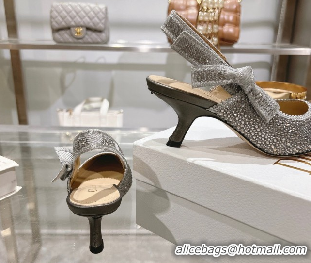 Luxurious Dior J'Adior Slingback Pumps 6.5cm in Strass Embroidery Grey 604060