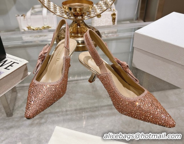 Sumptuous Dior J'Adior Slingback Pumps 6.5cm in Strass Embroidery Pink 604061