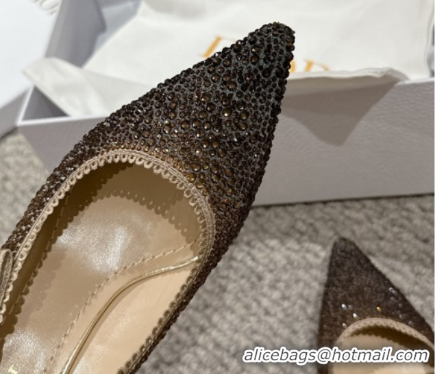 Pretty Style Dior J'Adior Slingback Ballet in Strass Embroidery Gradient Gold 604066