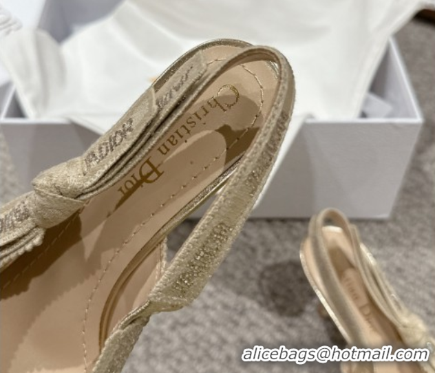 Durable Dior J'Adior Slingback Ballet in Strass Embroidery Gold-Tone 604067