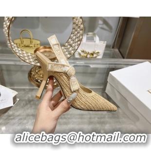 Buy Luxury Dior J'Adior Slingback Pumps 9.5cm in Beige Braided Straw 604068