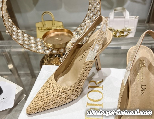 Buy Luxury Dior J'Adior Slingback Pumps 9.5cm in Beige Braided Straw 604068