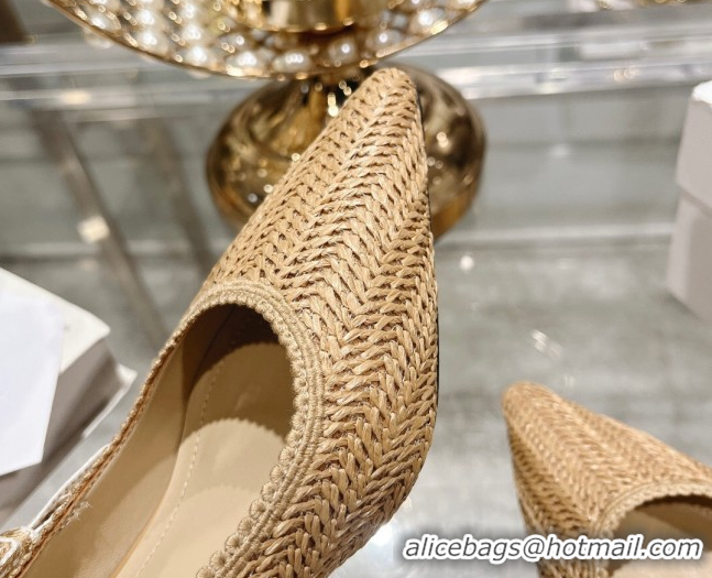 Best Price Dior J'Adior Slingback Pumps 6.5cm in Braided Straw Khaki 604070