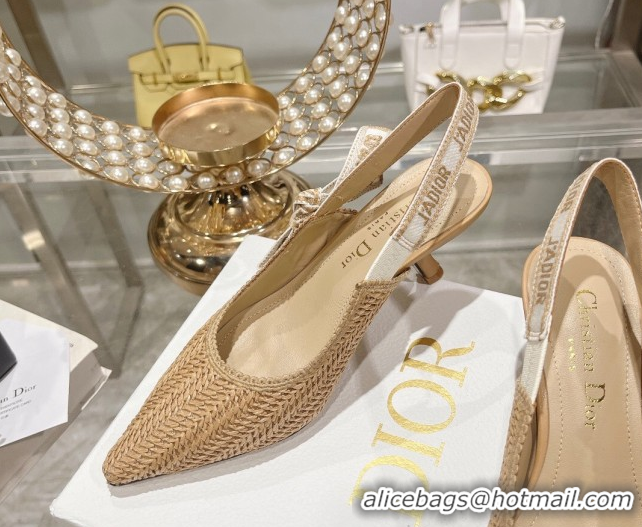 Best Price Dior J'Adior Slingback Pumps 6.5cm in Braided Straw Khaki 604070