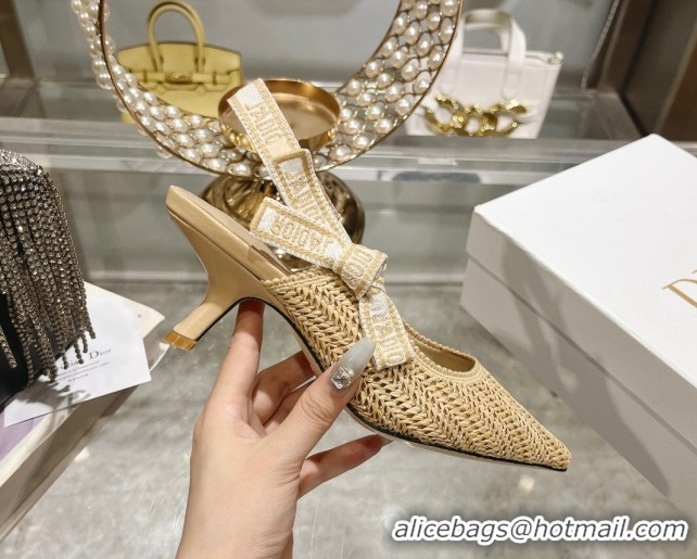 Lowest Price Dior J'Adior Slingback Pumps 6.5cm in Braided Straw Beige 604071