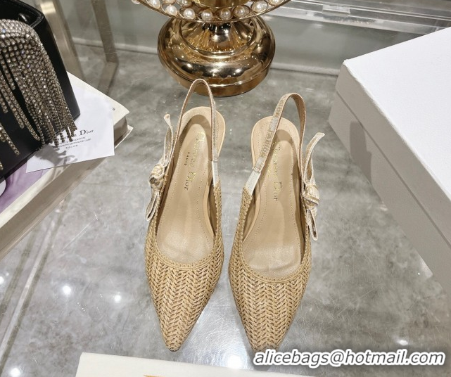 Lowest Price Dior J'Adior Slingback Pumps 6.5cm in Braided Straw Beige 604071