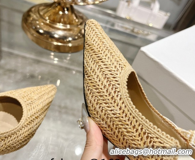 Lowest Price Dior J'Adior Slingback Pumps 6.5cm in Braided Straw Beige 604071