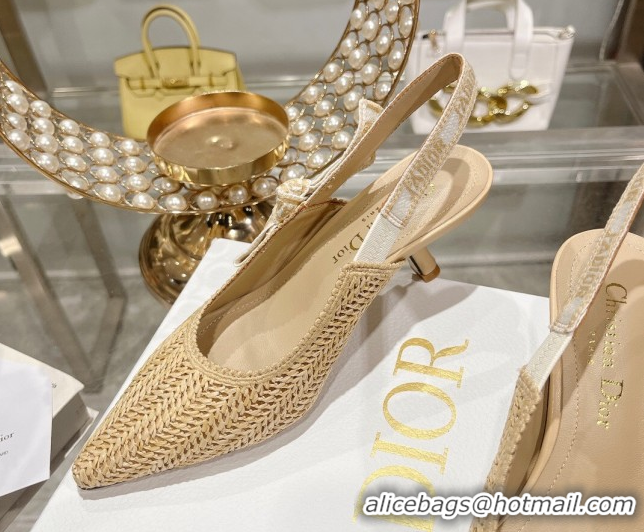 Lowest Price Dior J'Adior Slingback Pumps 6.5cm in Braided Straw Beige 604071