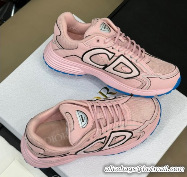 Low Price Dior B30 Sneakers in Mesh and Technical Fabric with Reflective Side Light Pink 604076