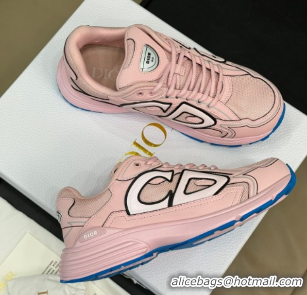 Low Price Dior B30 Sneakers in Mesh and Technical Fabric with Reflective Side Light Pink 604076