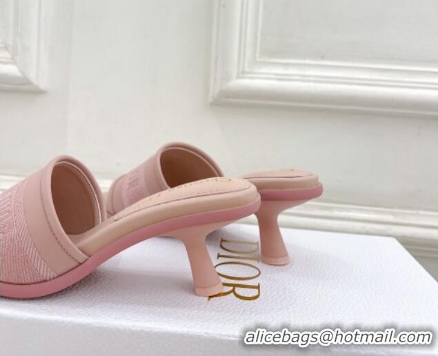 Sophisticated Dior Dway Heel Slide Sandals 5.5cm in Embroidered Calfskin Pink 604084