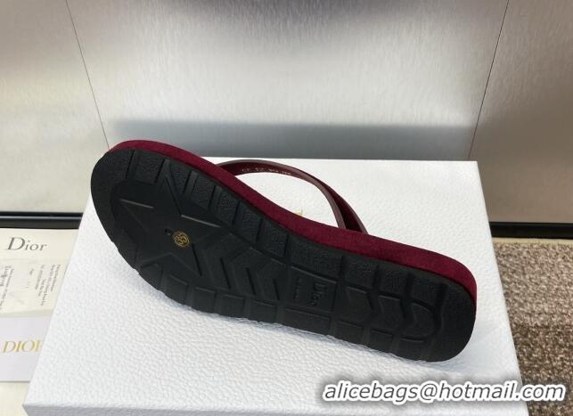 Buy Luxury Dior Diorsea Thong Sandal in Burgundy Velvet 062826