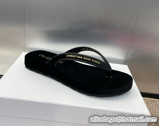 Top Grade Dior Diorsea Thong Sandal in Black Velvet 062827