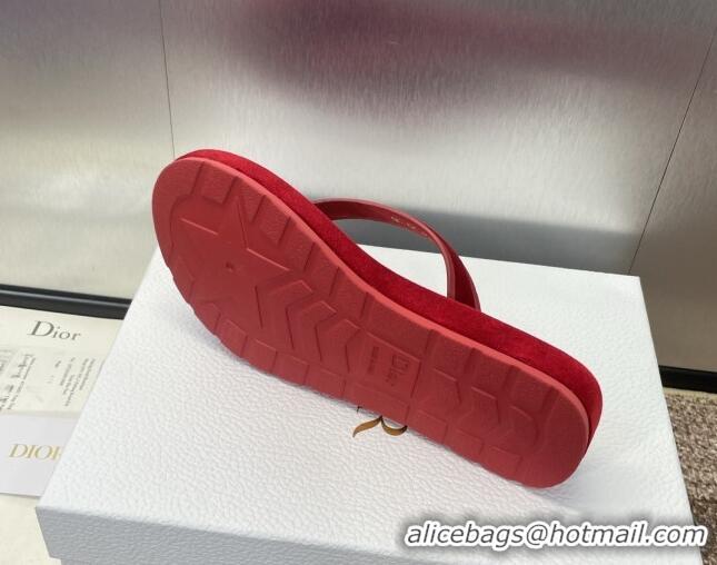 Stylish Dior Diorsea Thong Sandal in Red Velvet 62829