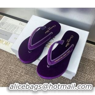 Grade Quality Dior Diorsea Thong Sandal in Purple Velvet 62830