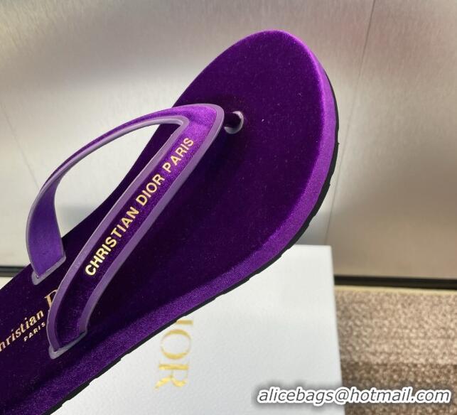 Grade Quality Dior Diorsea Thong Sandal in Purple Velvet 62830