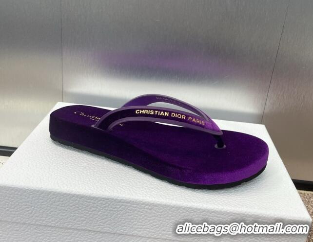 Grade Quality Dior Diorsea Thong Sandal in Purple Velvet 62830