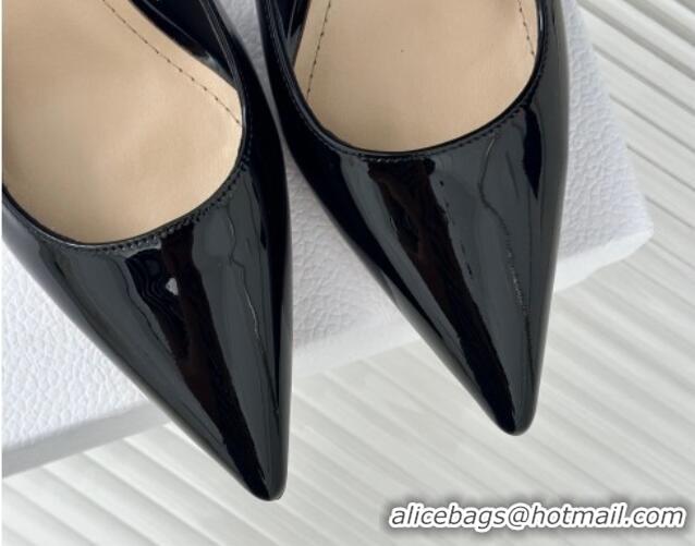 Unique Style Dior Tribales Slingback Pumps 8cm in Patent Calfskin Black 702016