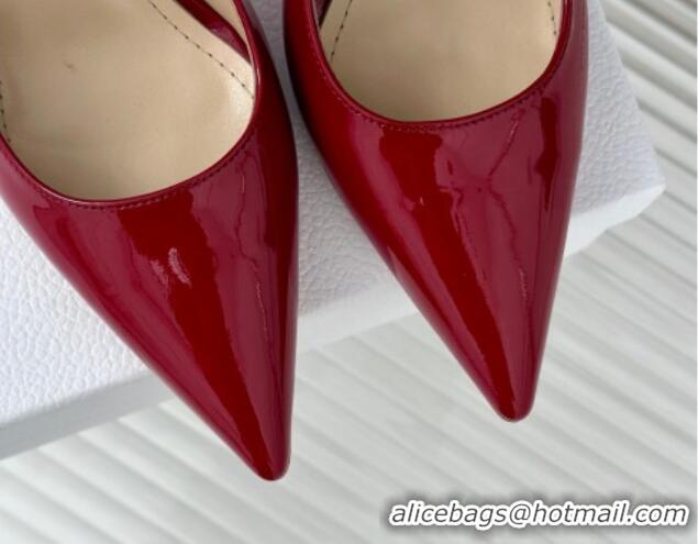 Popular Style Dior Tribales Slingback Pumps 8cm in Patent Calfskin Red 702017