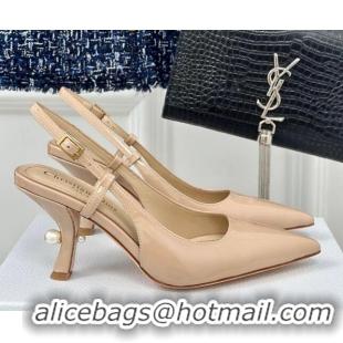 Perfect Dior Tribales Slingback Pumps 8cm in Patent Calfskin Nude 702018