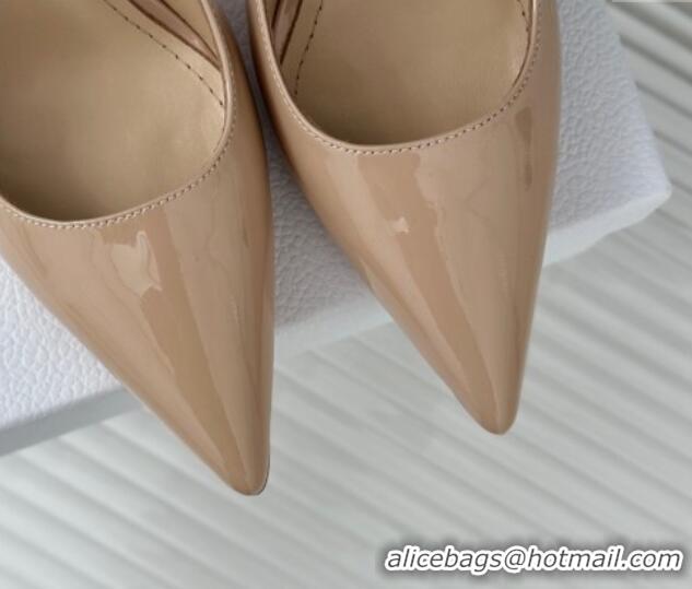 Perfect Dior Tribales Slingback Pumps 8cm in Patent Calfskin Nude 702018