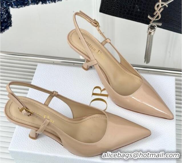 Perfect Dior Tribales Slingback Pumps 8cm in Patent Calfskin Nude 702018