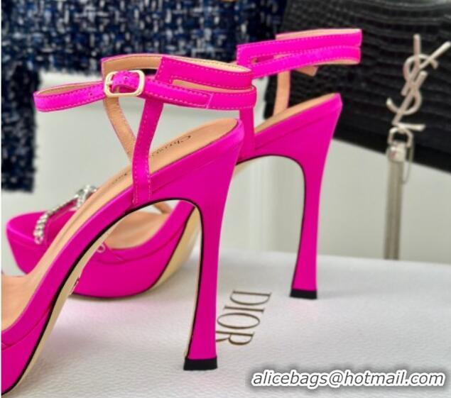 Sophisticated Dior Sunset Heeled Platform Sandals in Pink Satin and Strass 12cm 702043