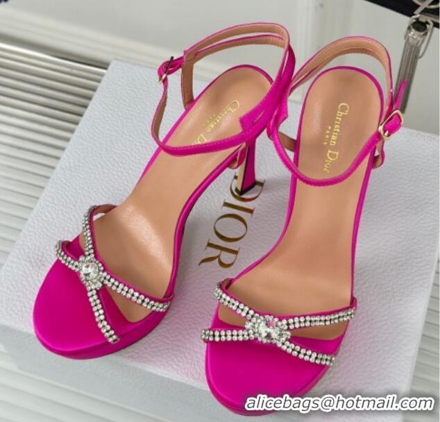 Sophisticated Dior Sunset Heeled Platform Sandals in Pink Satin and Strass 12cm 702043