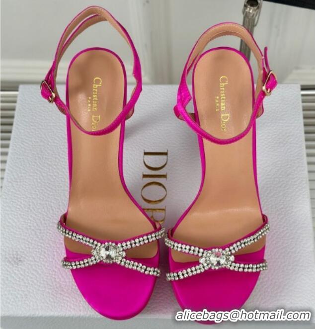 Sophisticated Dior Sunset Heeled Platform Sandals in Pink Satin and Strass 12cm 702043