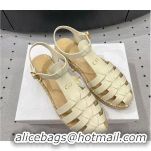 Durable Dior Dioriviera Marine Platform Sandals 3cm in White Calfskin 702048