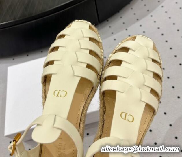 Durable Dior Dioriviera Marine Platform Sandals 3cm in White Calfskin 702048